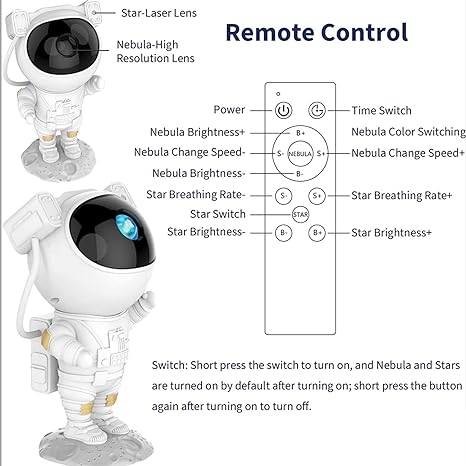 Astronaut projector displaying colourful nebula and stars