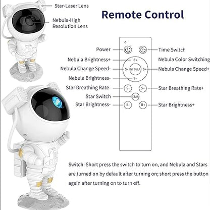 Astronaut projector displaying colourful nebula and stars