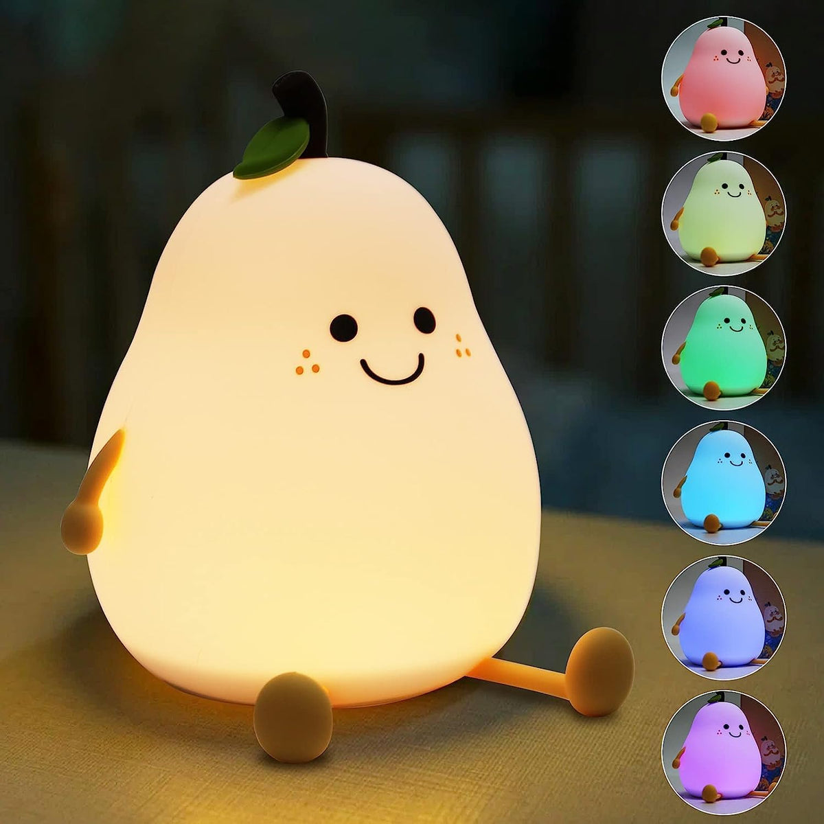Silicone pear bedside lamp