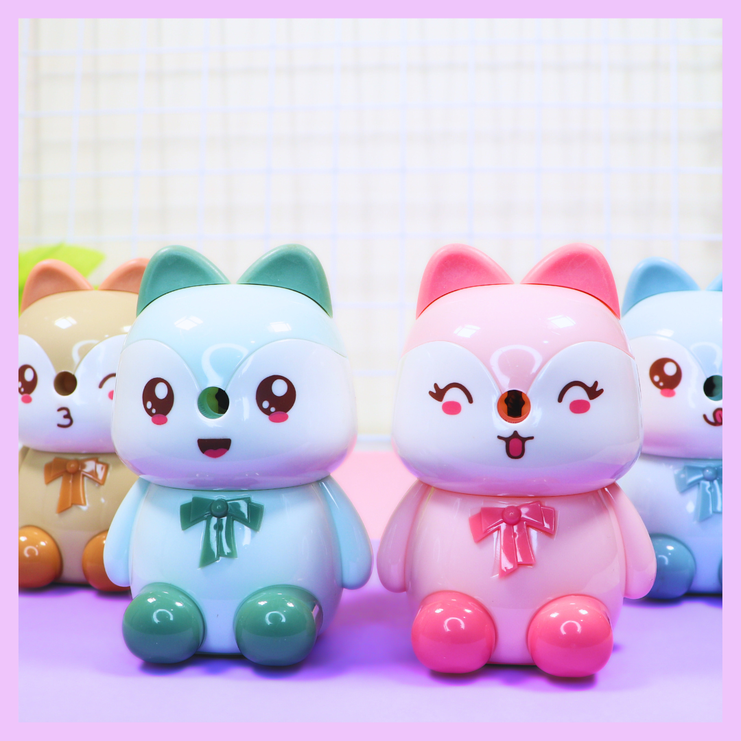 Cat themed pencil sharpener for school stationery