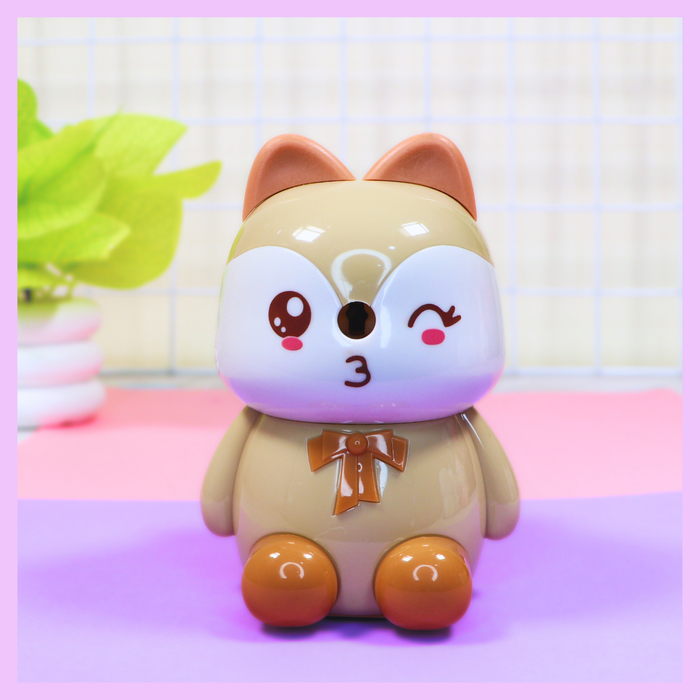 Brown cat pencil sharpener for school stationery