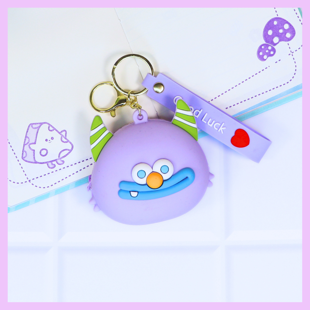 Purple monster silicone coin pouch