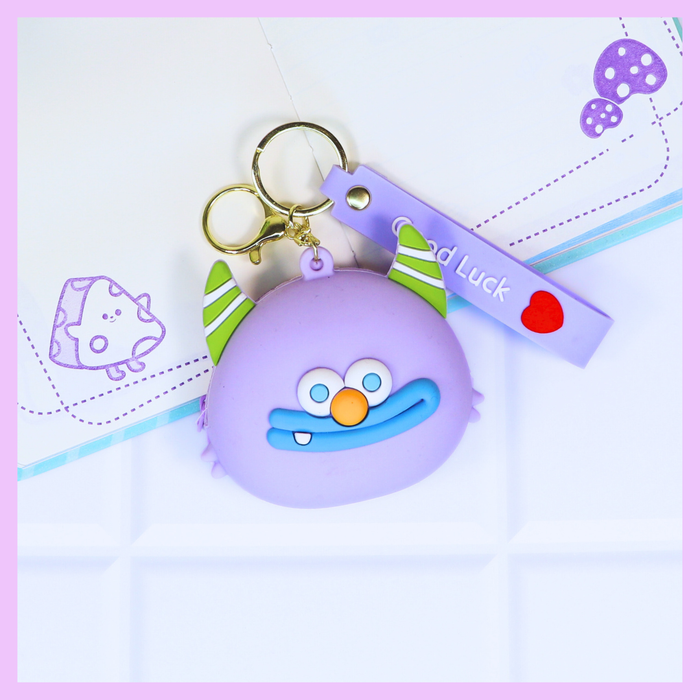 Purple monster silicone coin pouch