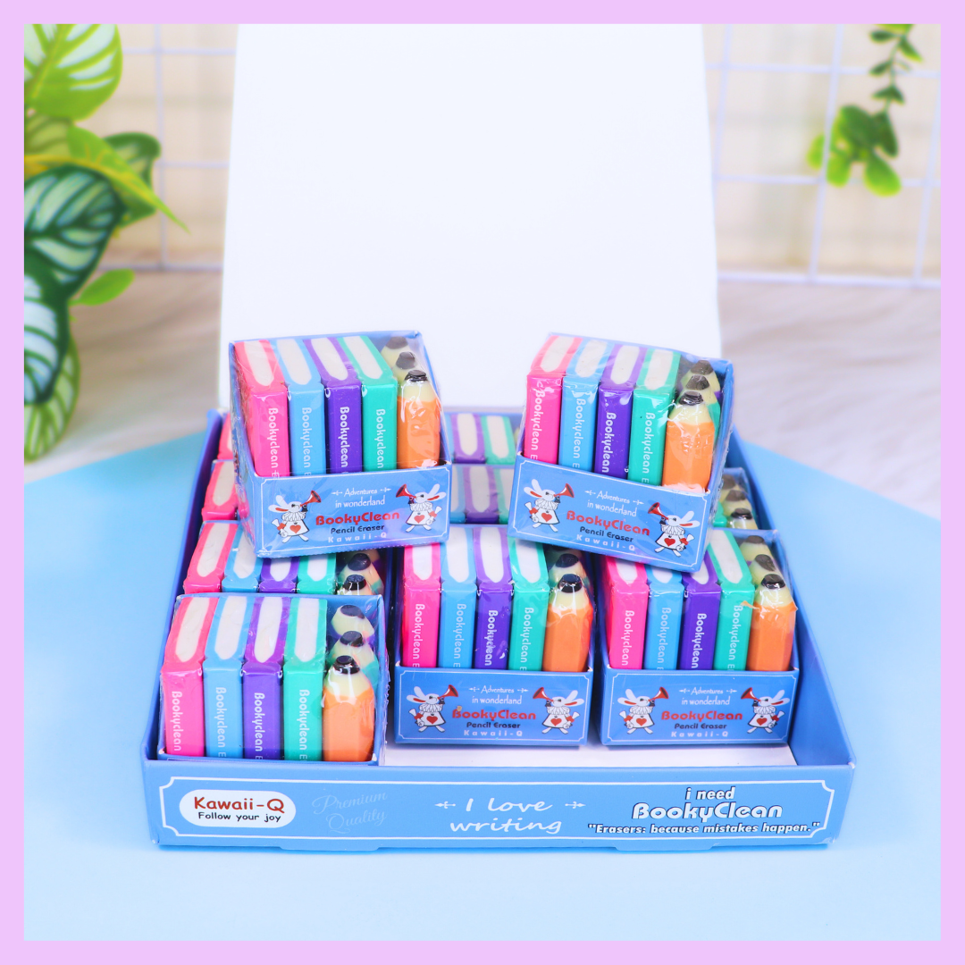 Seven piece pencil eraser set
