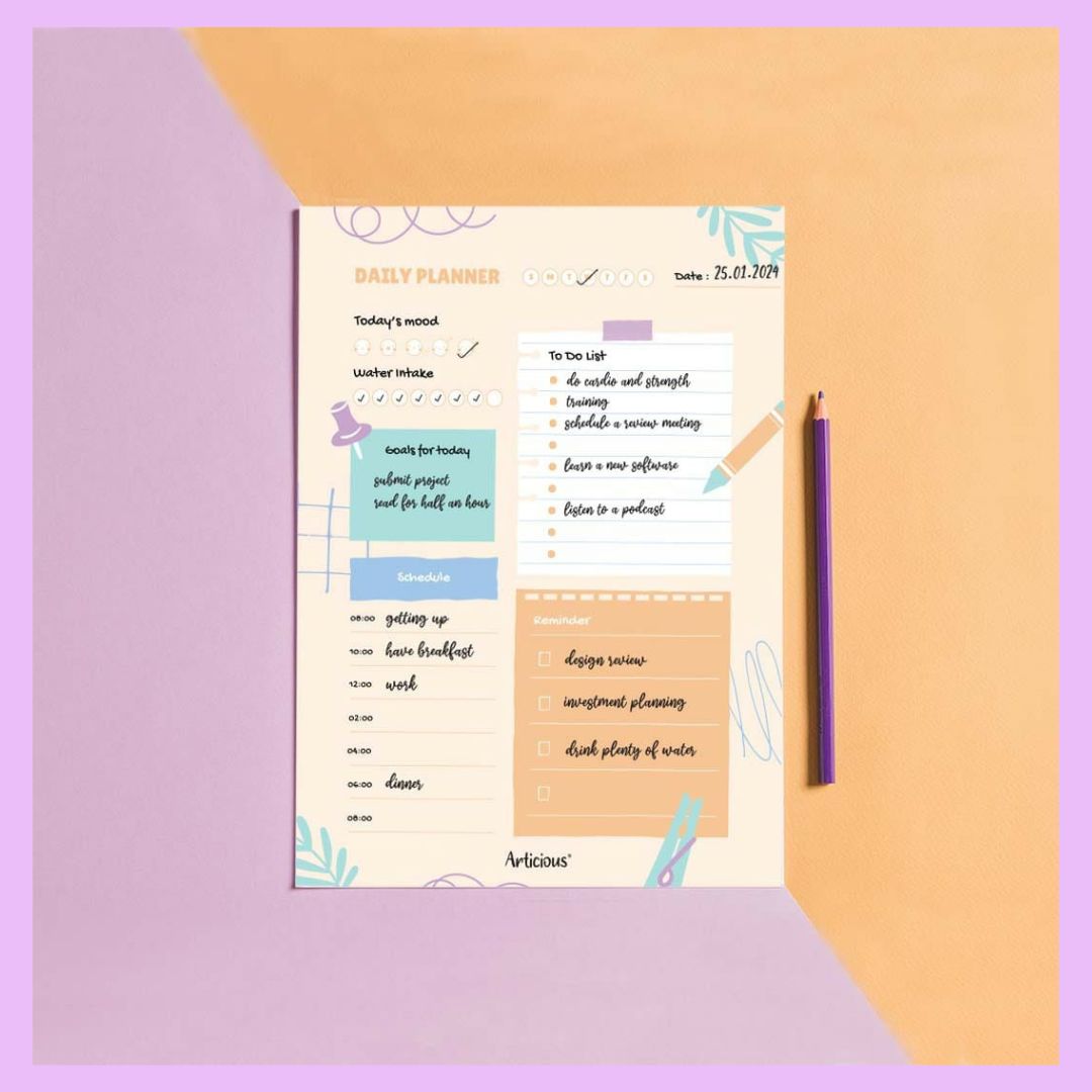 Daily planner alternate design for everyday organisation