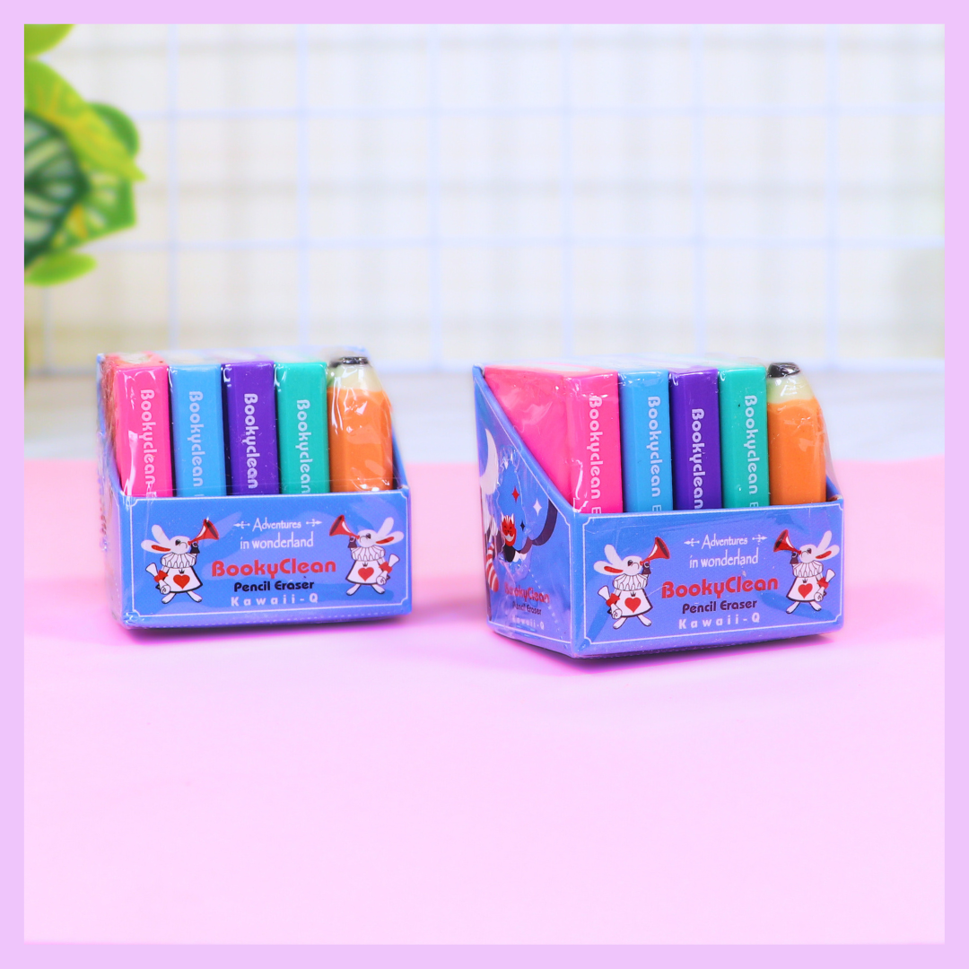 Colourful pencil erasers for school