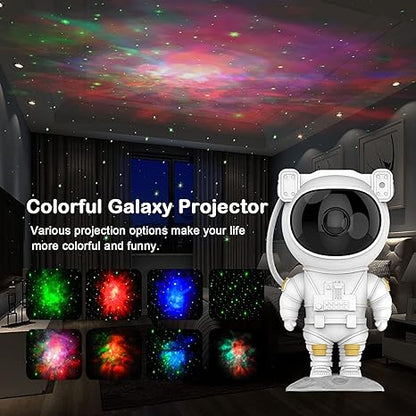 Astronaut galaxy night light creating a starry room ambience