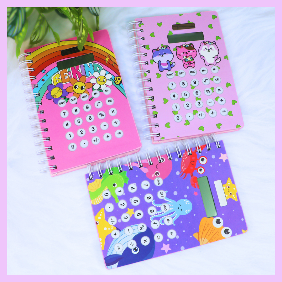 Notebook with built in calculator
