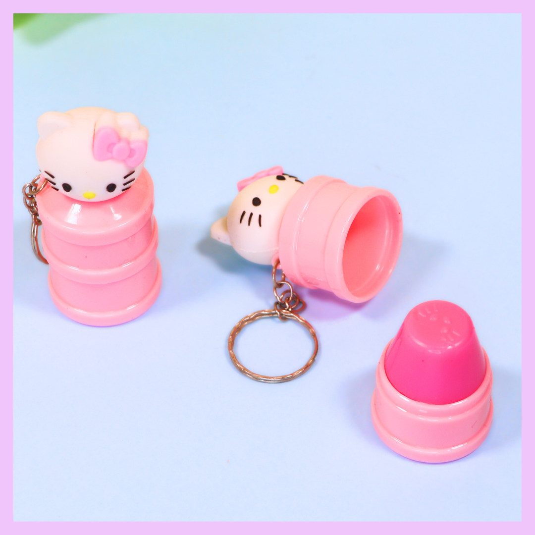 Hello Kitty lip balm close-up of character packaging