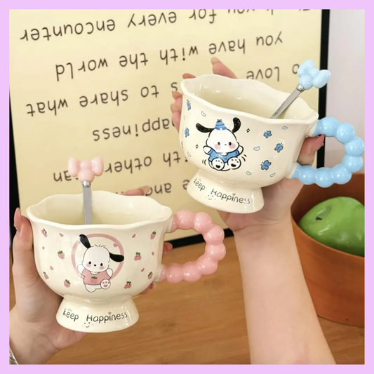 Sanrio Pochacco Wavy Ceramic Mug & Spoon Set
