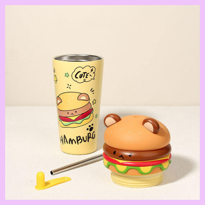Aesthetic burger tumbler for office and travel