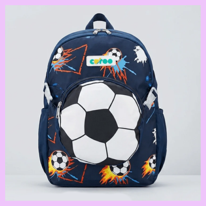 Premium Kids Backpack with Detachable Sling Bag_Football - NAvy