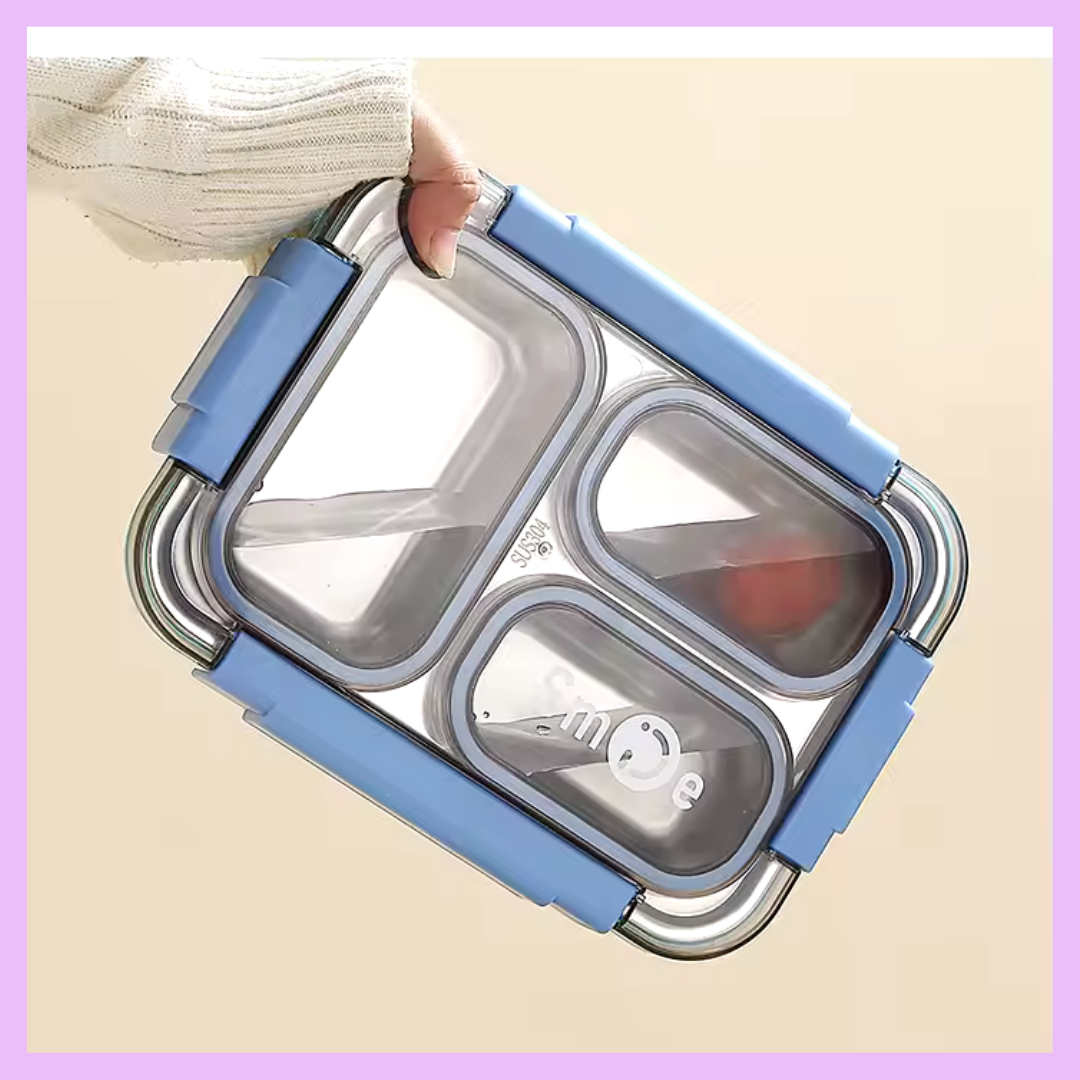 Stainless steel lunch box interior view
