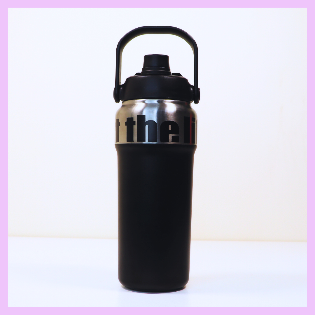 Black 1.2 litre insulated sports sipper bottle