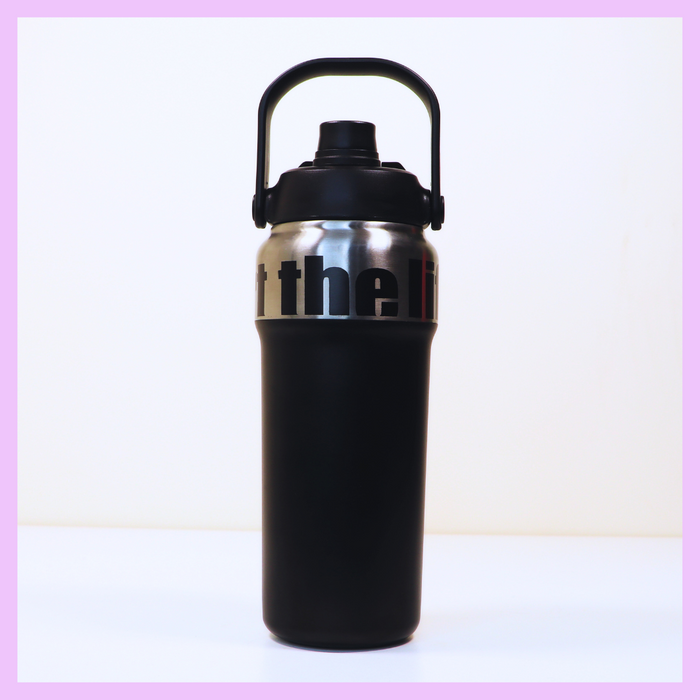 Black 1.2 litre insulated sports sipper bottle