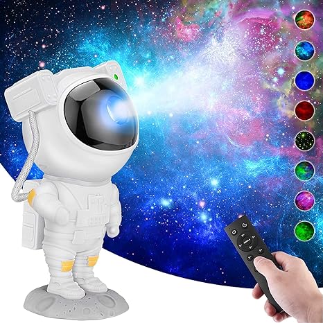 Astronaut galaxy star projector night light front view