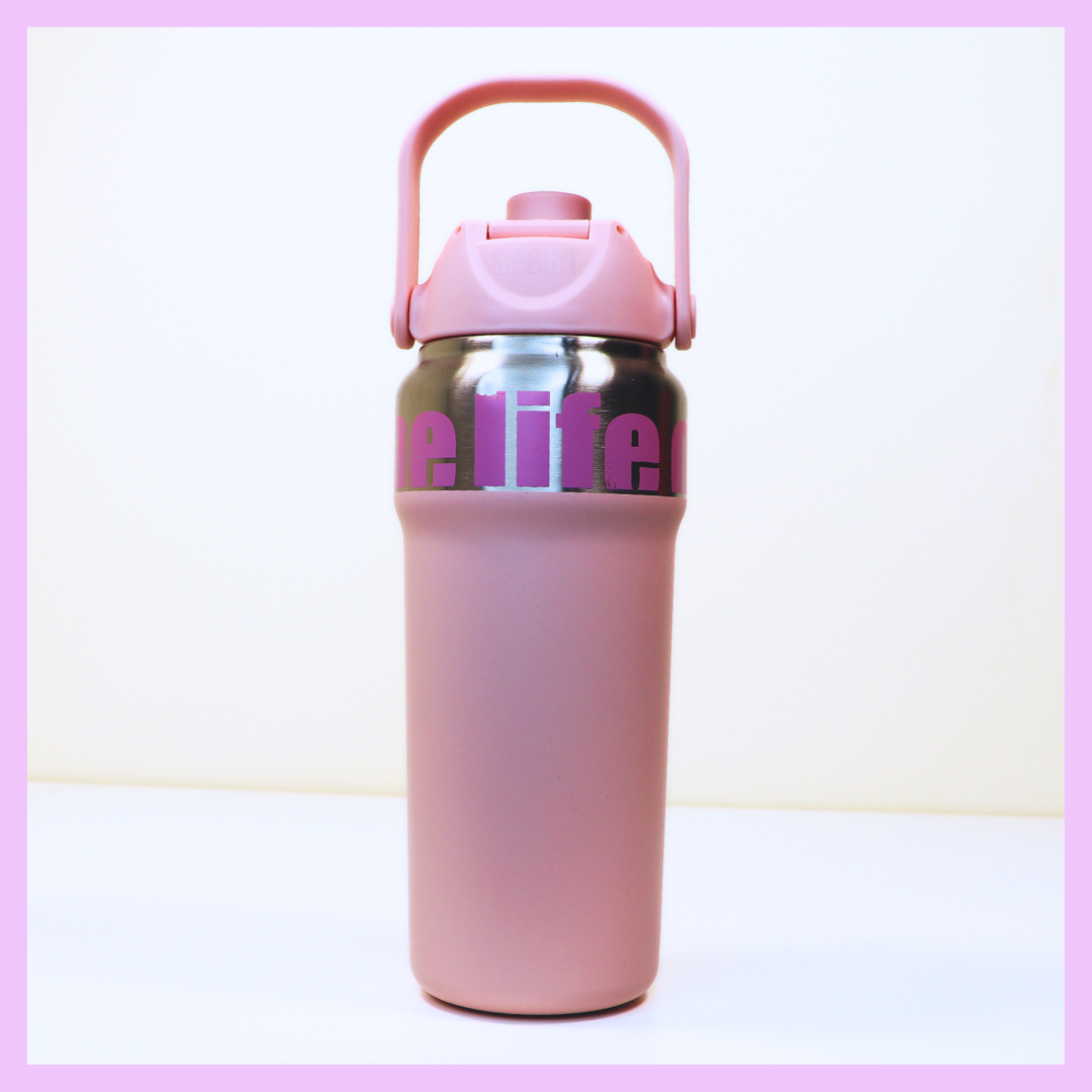 Pink 1.2 litre insulated sports sipper bottle