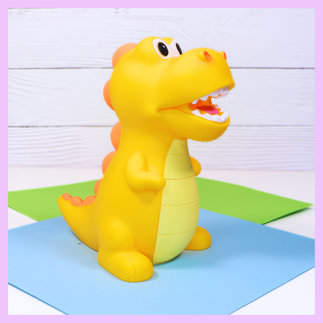 Dinosaur piggy bank alternate view