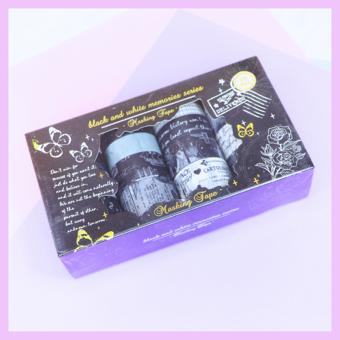 Black and White Memories washi tape set for journaling