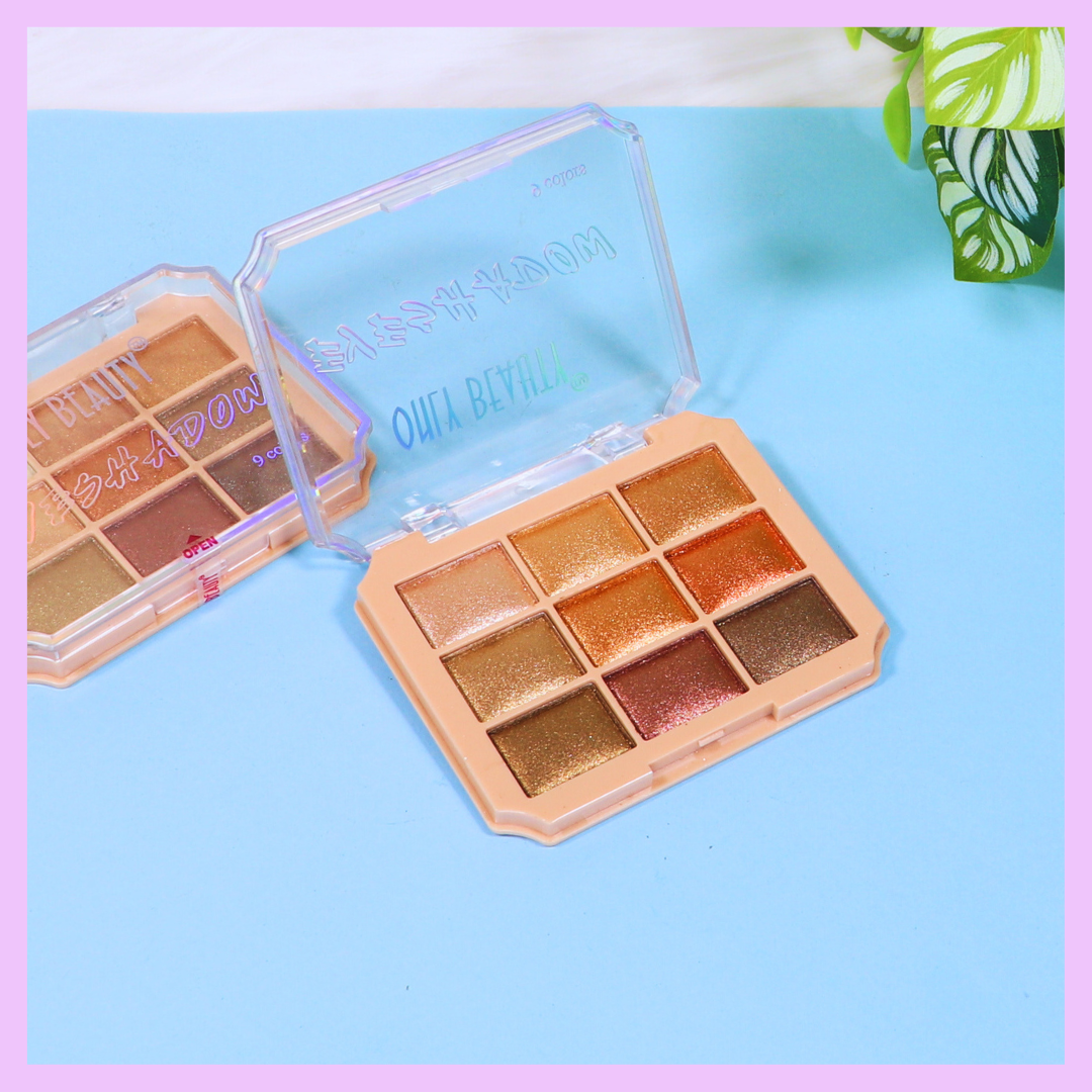 Colourful nine shade eyeshadow palette