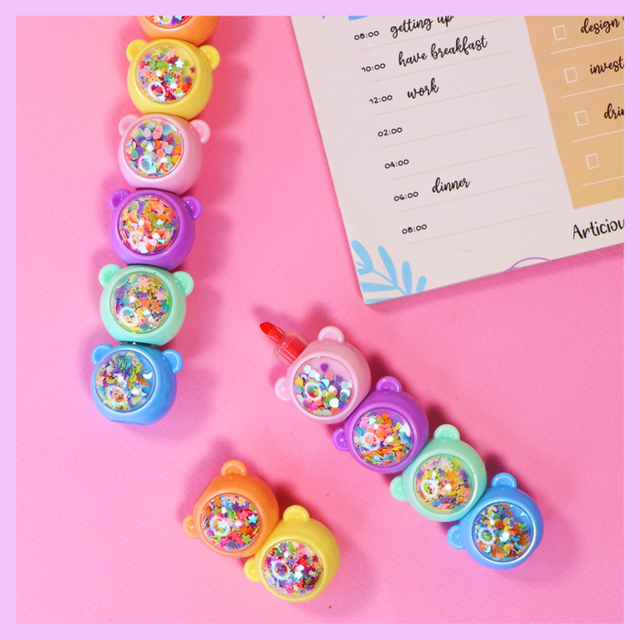 Six-piece glitter highlighter set