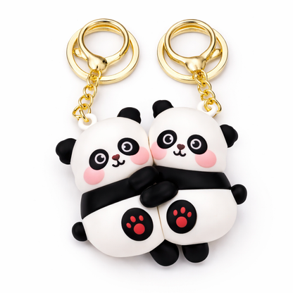 Cute Panda Hug  Magnetic Couple Keychain