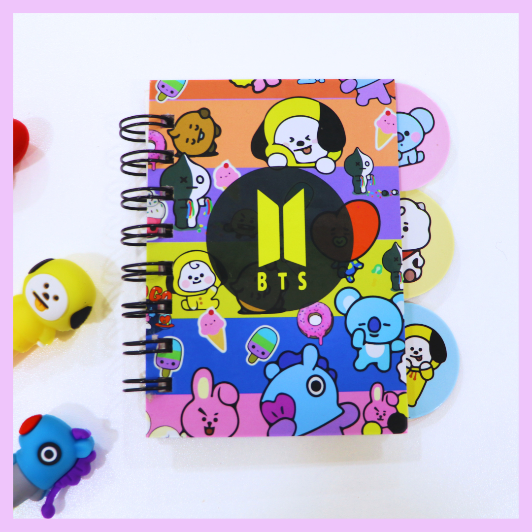 BT21 A6 mini diary multicolour cover design