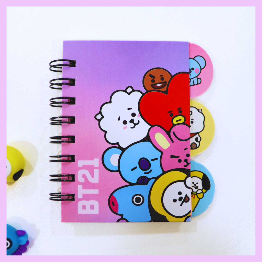 BT21 A6 mini diary multicolour cover design