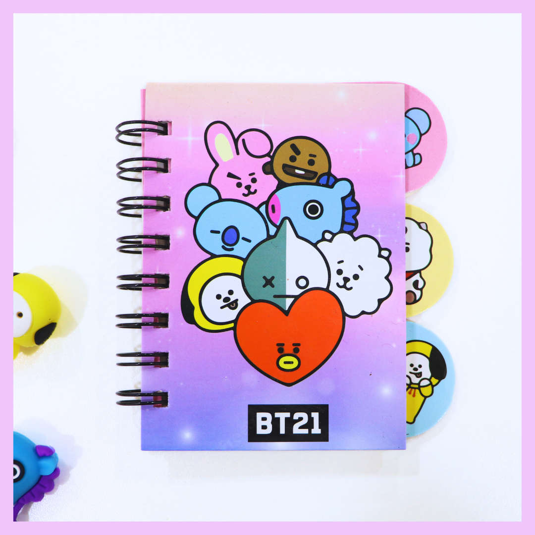 BT21 A6 mini diary multicolour cover design