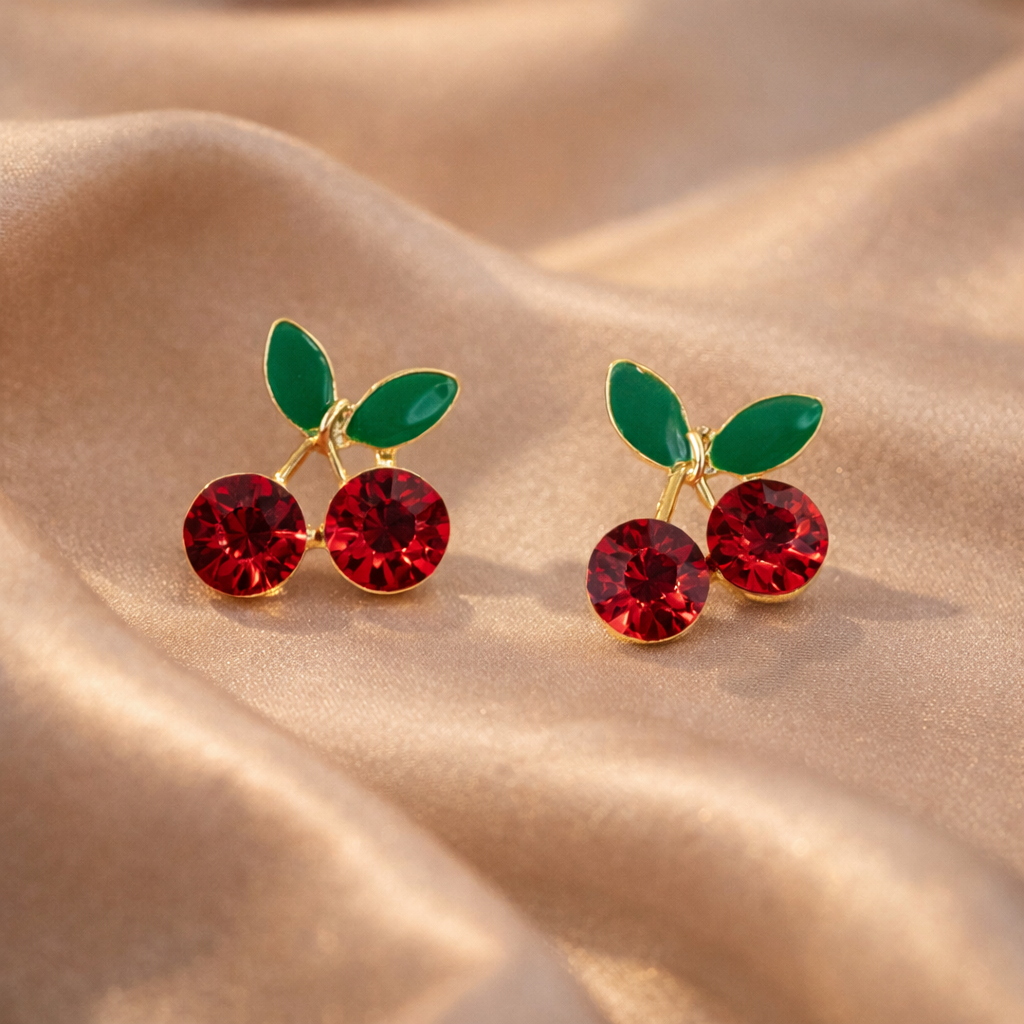 Cherry earing - Green Leaf