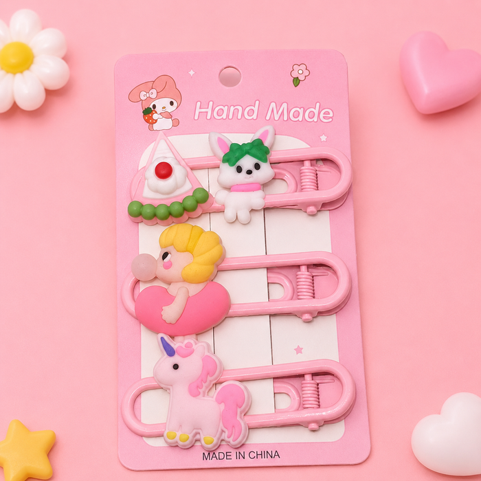 Set of three hair clips - close view