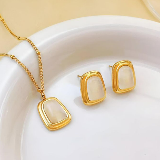 Anti Tranish Necklace and Earing Combo - White Pendant