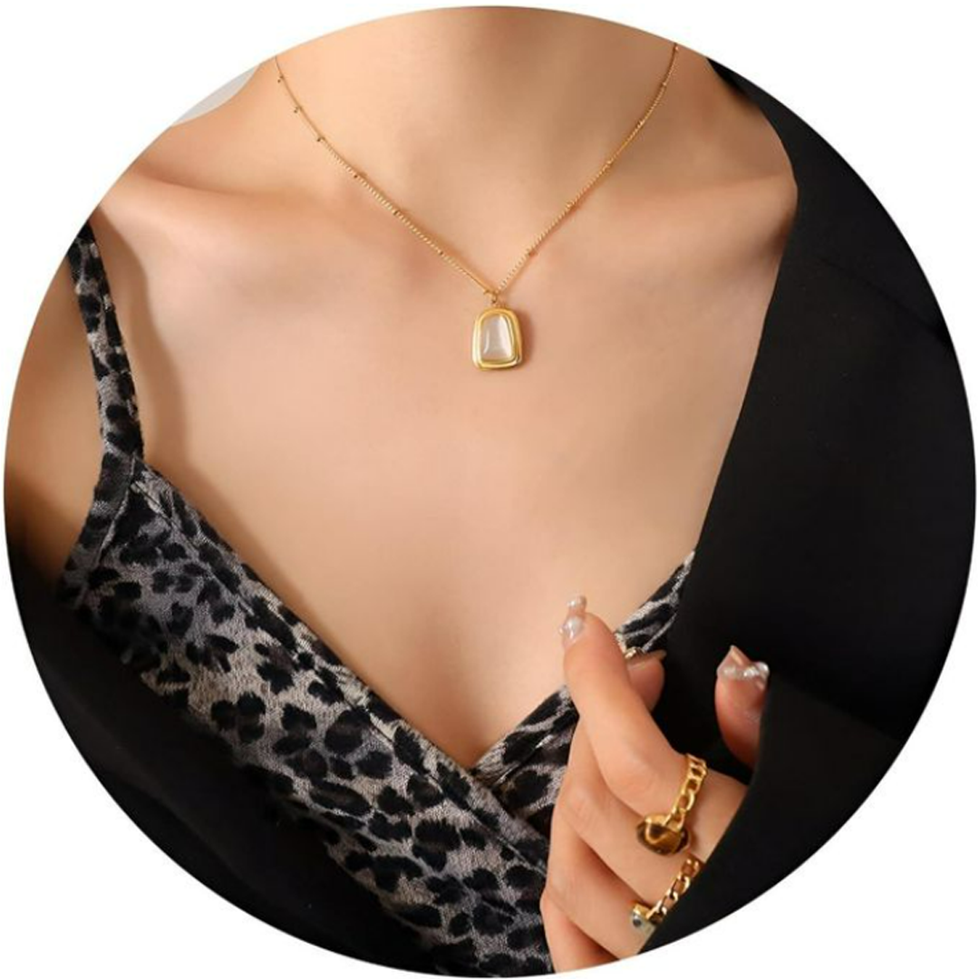 Anti Tranish Necklace and Earing Combo - White Pendant