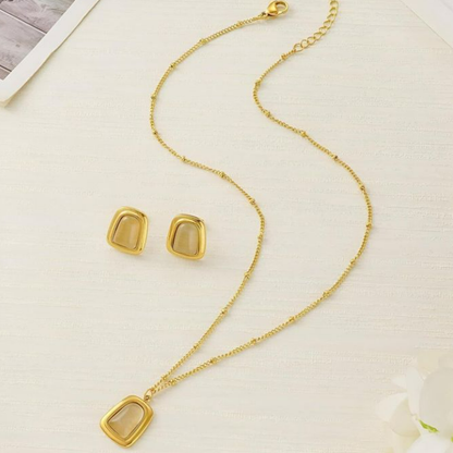 Anti Tranish Necklace and Earing Combo - White Pendant