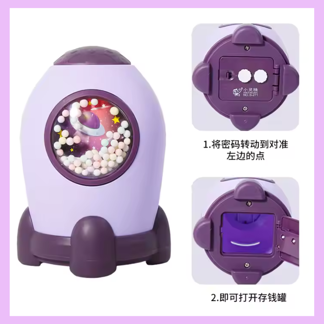 Fun rocket piggy bank for kids