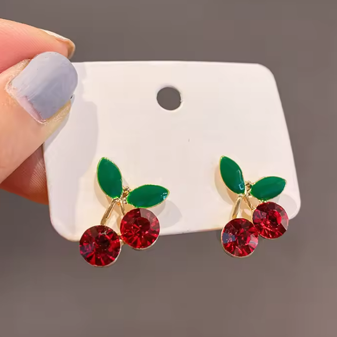 Cherry earing - Green Leaf