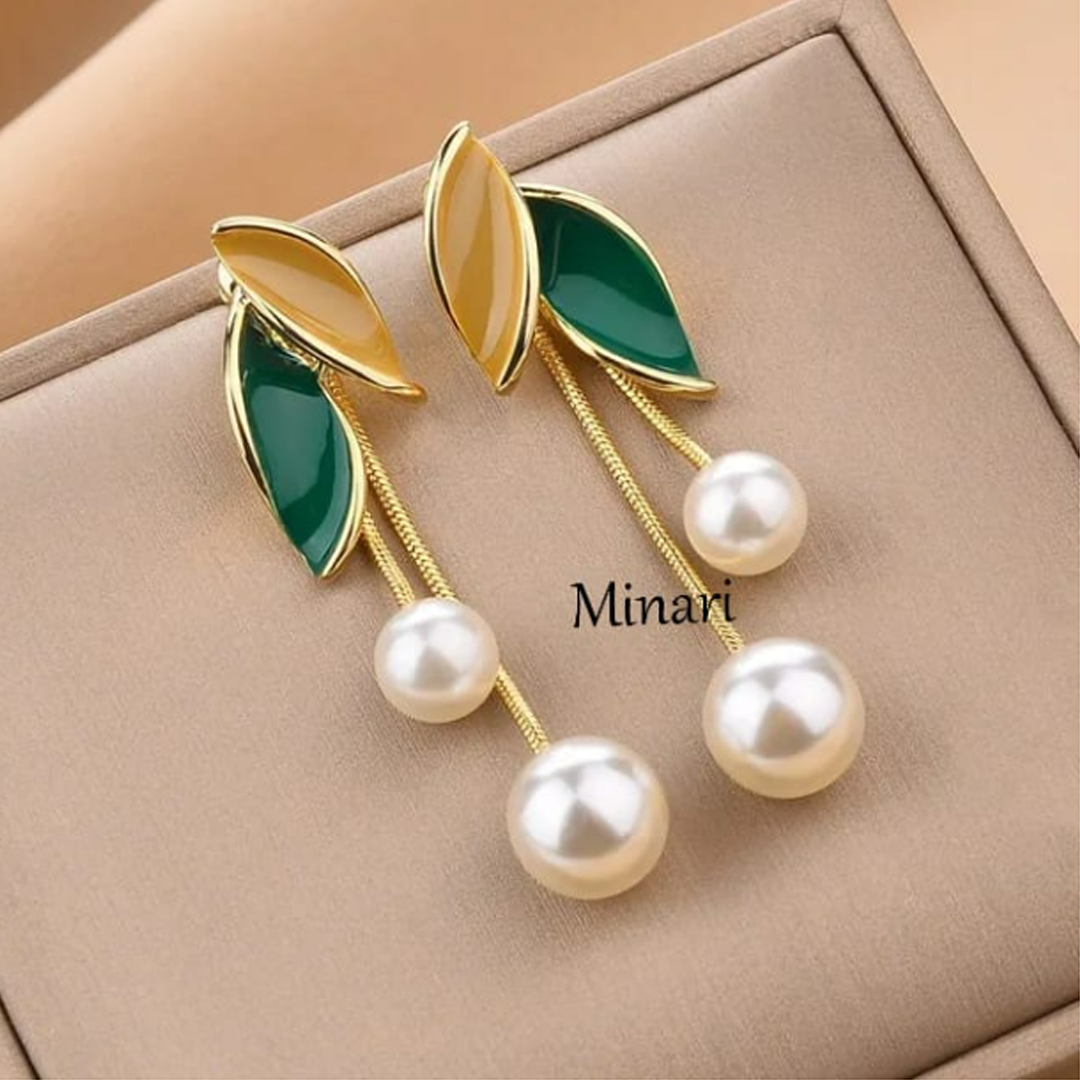 Leaf  Pearl Drop Earing