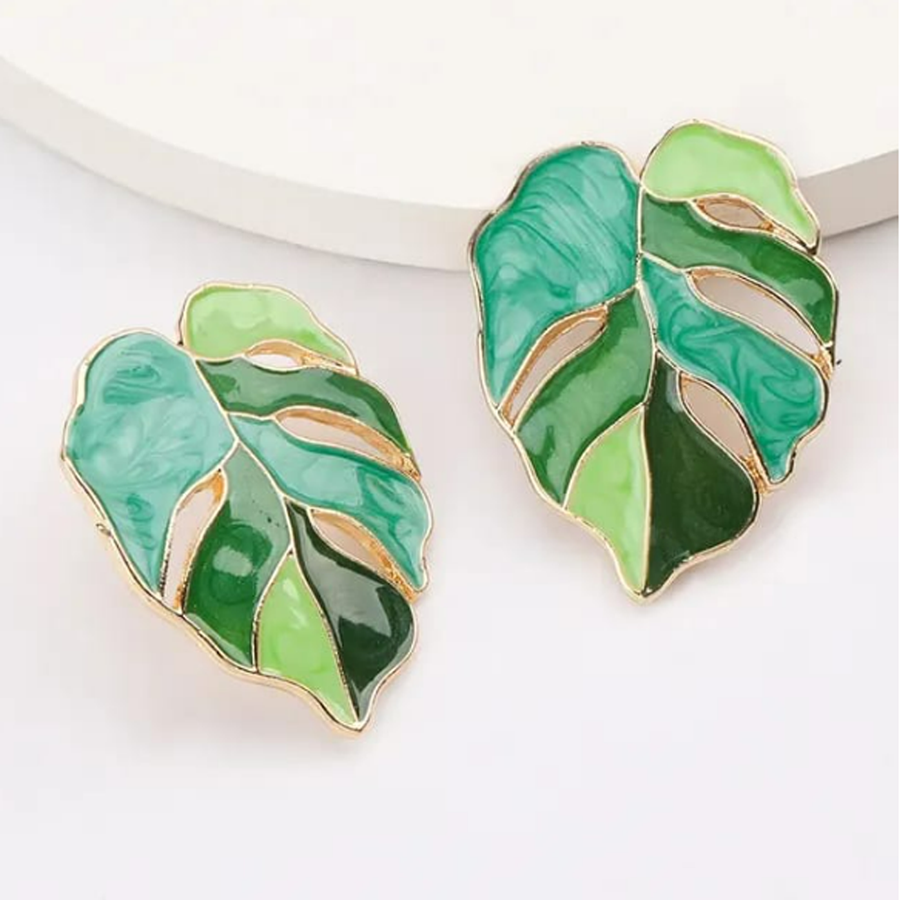 Green Leaf Earrings