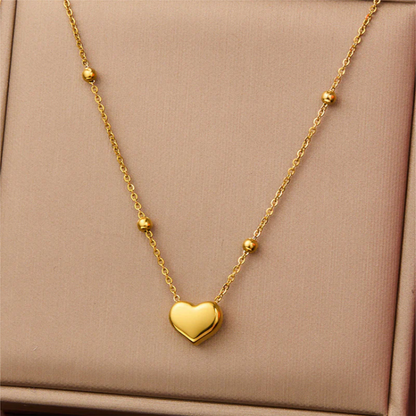Anti Tarnish Necklace Heart Beaded Chain