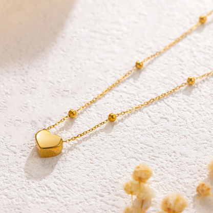 Anti Tarnish Necklace Heart Beaded Chain