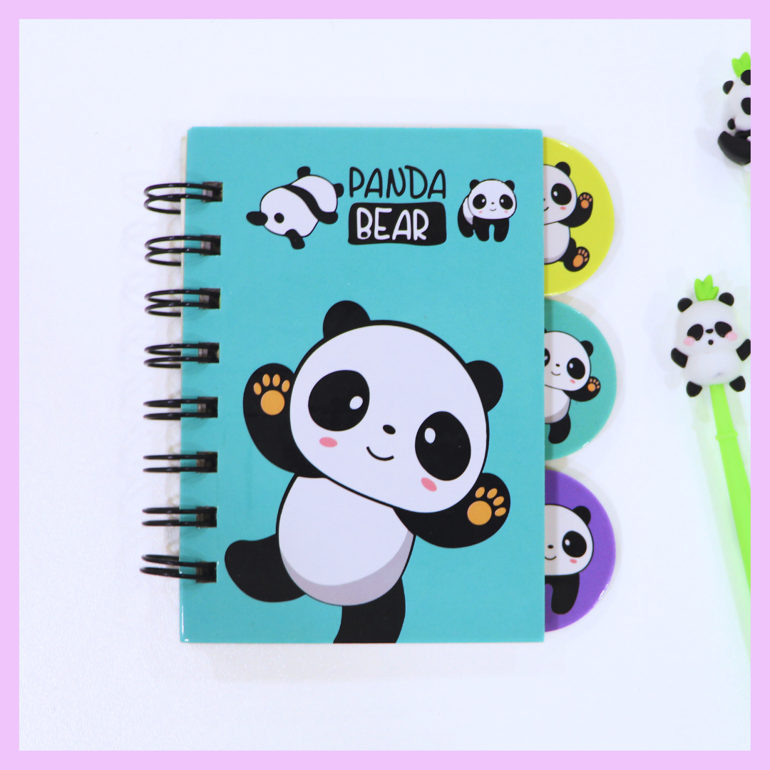Green panda A6 mini diary