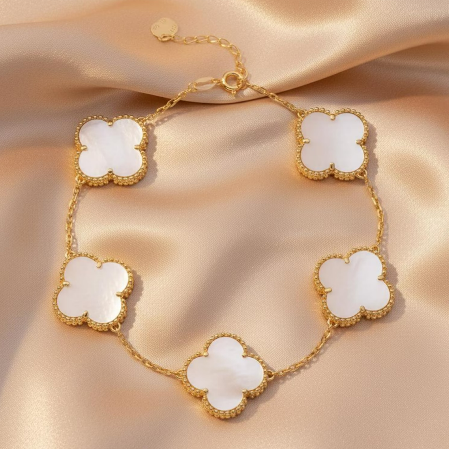 Anti Tarnish Bracelet -White Clover Leaf_1