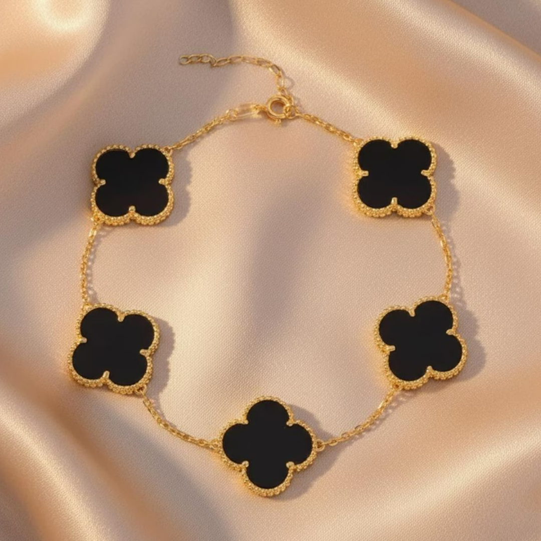 Anti Tarnish Bracelet - Black Clover Leaf_3