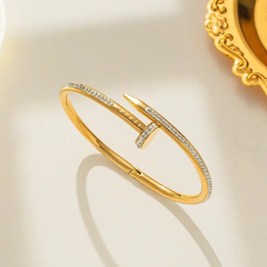 Anti Tarnish Nail Diamond Cuff Bracelet