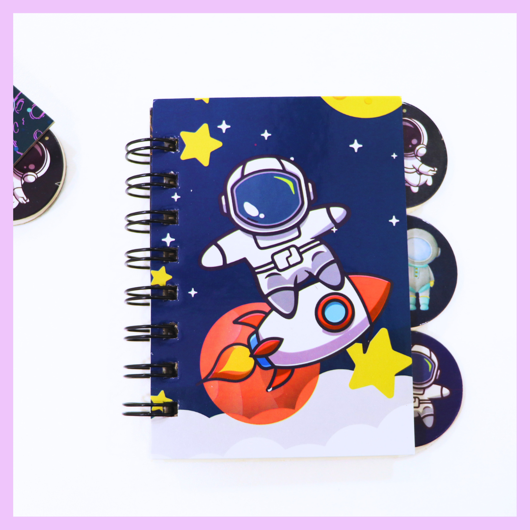 Rocket themed space A6 mini diary