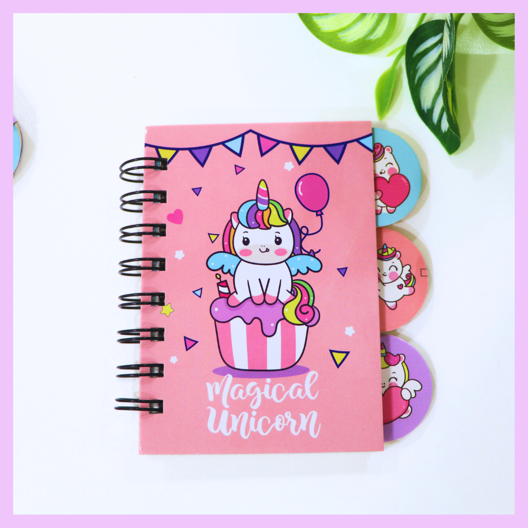 Pink unicorn A6 mini diary
