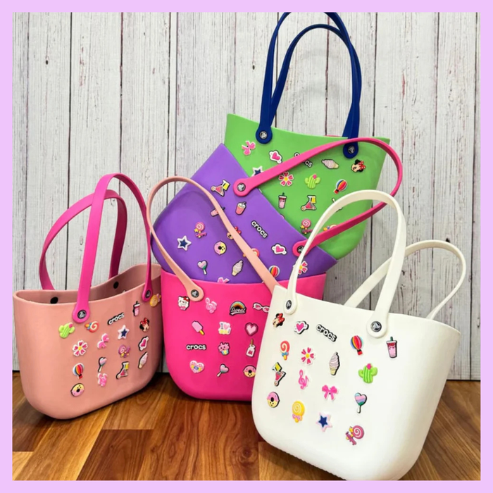 Croc Bag - Big size_light pink & White & Purple