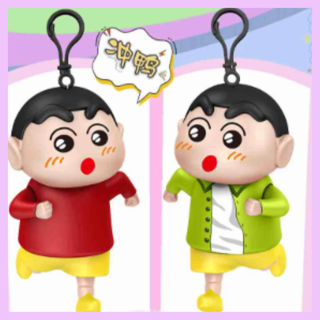 Running Shinchan Premium Keychain_Red & Light Green